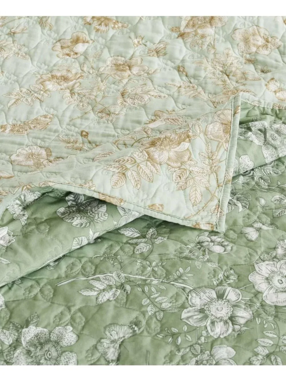 Greenland Home Olivia Garden Toile Quilt Set Full Queen Green MSRP $290